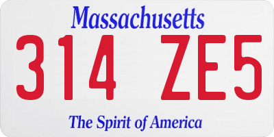 MA license plate 314ZE5