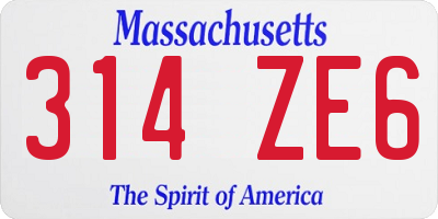 MA license plate 314ZE6