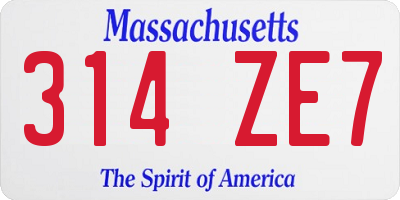 MA license plate 314ZE7