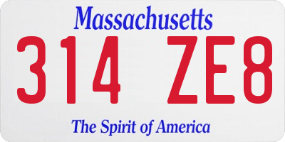 MA license plate 314ZE8
