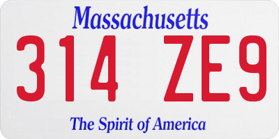 MA license plate 314ZE9