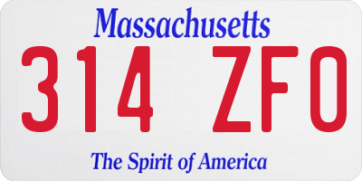 MA license plate 314ZF0