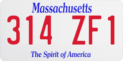 MA license plate 314ZF1