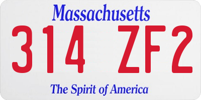 MA license plate 314ZF2