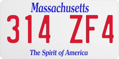 MA license plate 314ZF4