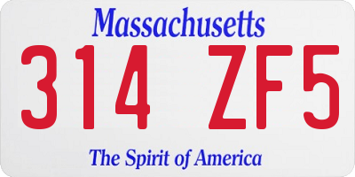 MA license plate 314ZF5