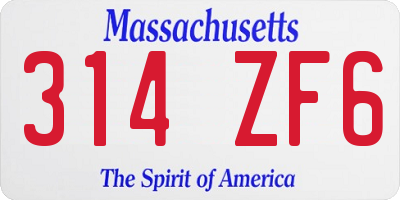 MA license plate 314ZF6