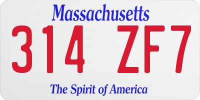 MA license plate 314ZF7