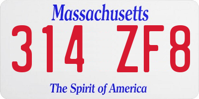 MA license plate 314ZF8