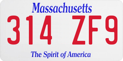 MA license plate 314ZF9