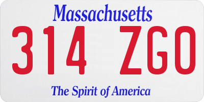 MA license plate 314ZG0