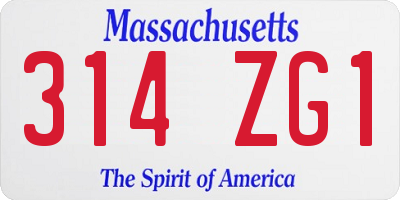 MA license plate 314ZG1
