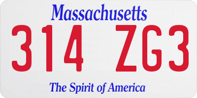 MA license plate 314ZG3