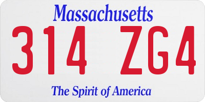 MA license plate 314ZG4