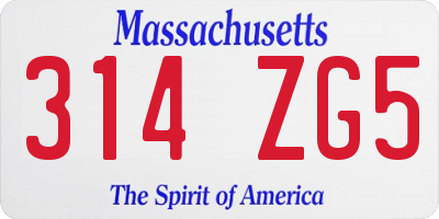 MA license plate 314ZG5