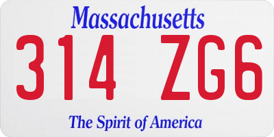 MA license plate 314ZG6