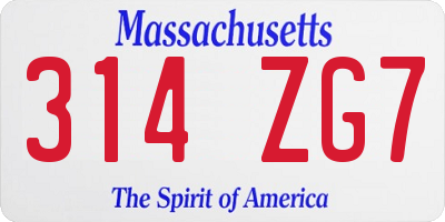 MA license plate 314ZG7