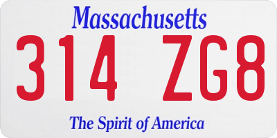 MA license plate 314ZG8