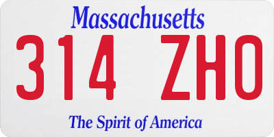 MA license plate 314ZH0