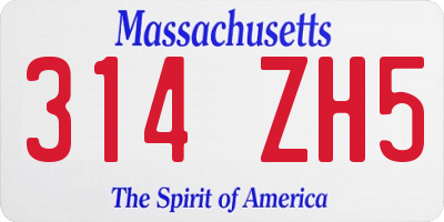 MA license plate 314ZH5