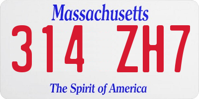 MA license plate 314ZH7