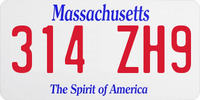 MA license plate 314ZH9