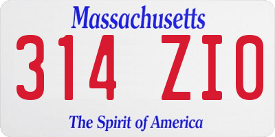 MA license plate 314ZI0