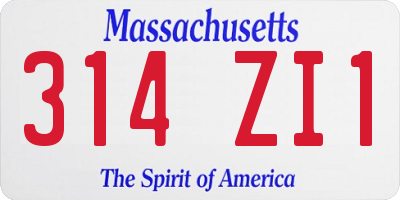 MA license plate 314ZI1