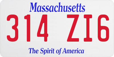 MA license plate 314ZI6