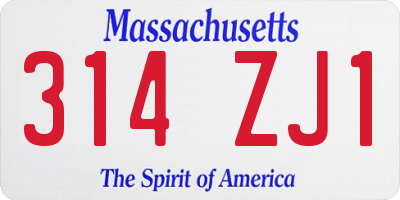MA license plate 314ZJ1
