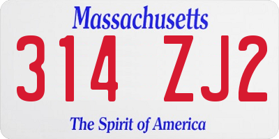 MA license plate 314ZJ2