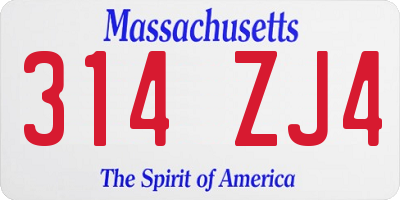 MA license plate 314ZJ4