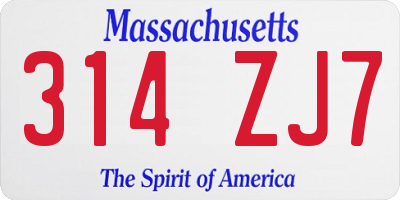 MA license plate 314ZJ7