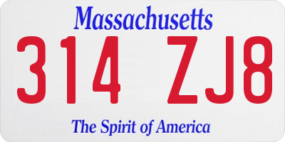 MA license plate 314ZJ8