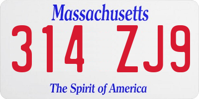 MA license plate 314ZJ9