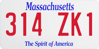 MA license plate 314ZK1