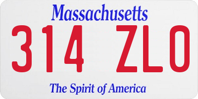 MA license plate 314ZL0
