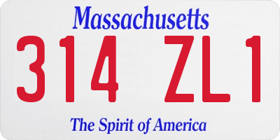 MA license plate 314ZL1