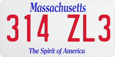 MA license plate 314ZL3