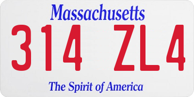 MA license plate 314ZL4