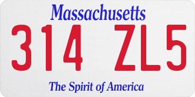 MA license plate 314ZL5