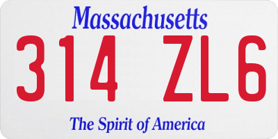 MA license plate 314ZL6
