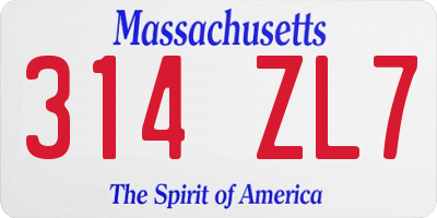 MA license plate 314ZL7