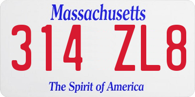 MA license plate 314ZL8