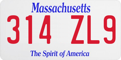 MA license plate 314ZL9
