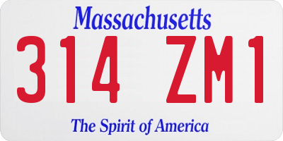 MA license plate 314ZM1