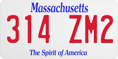 MA license plate 314ZM2