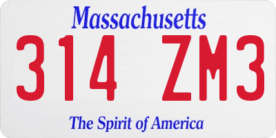 MA license plate 314ZM3