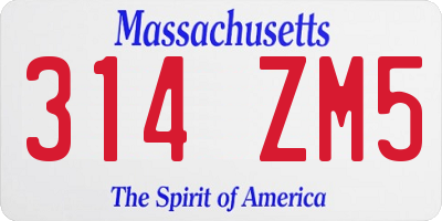 MA license plate 314ZM5
