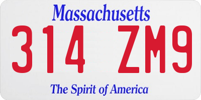 MA license plate 314ZM9